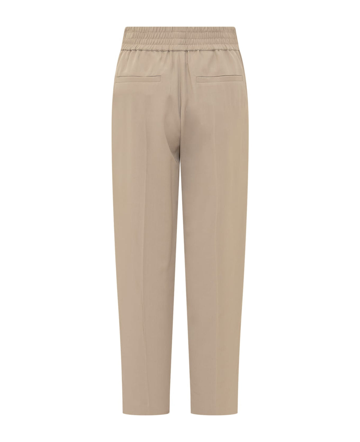 BRUNELLO CUCINELLI WOMEN'S BLEEKER BEIGE WOOL BLEND TAPERED TROUSERS