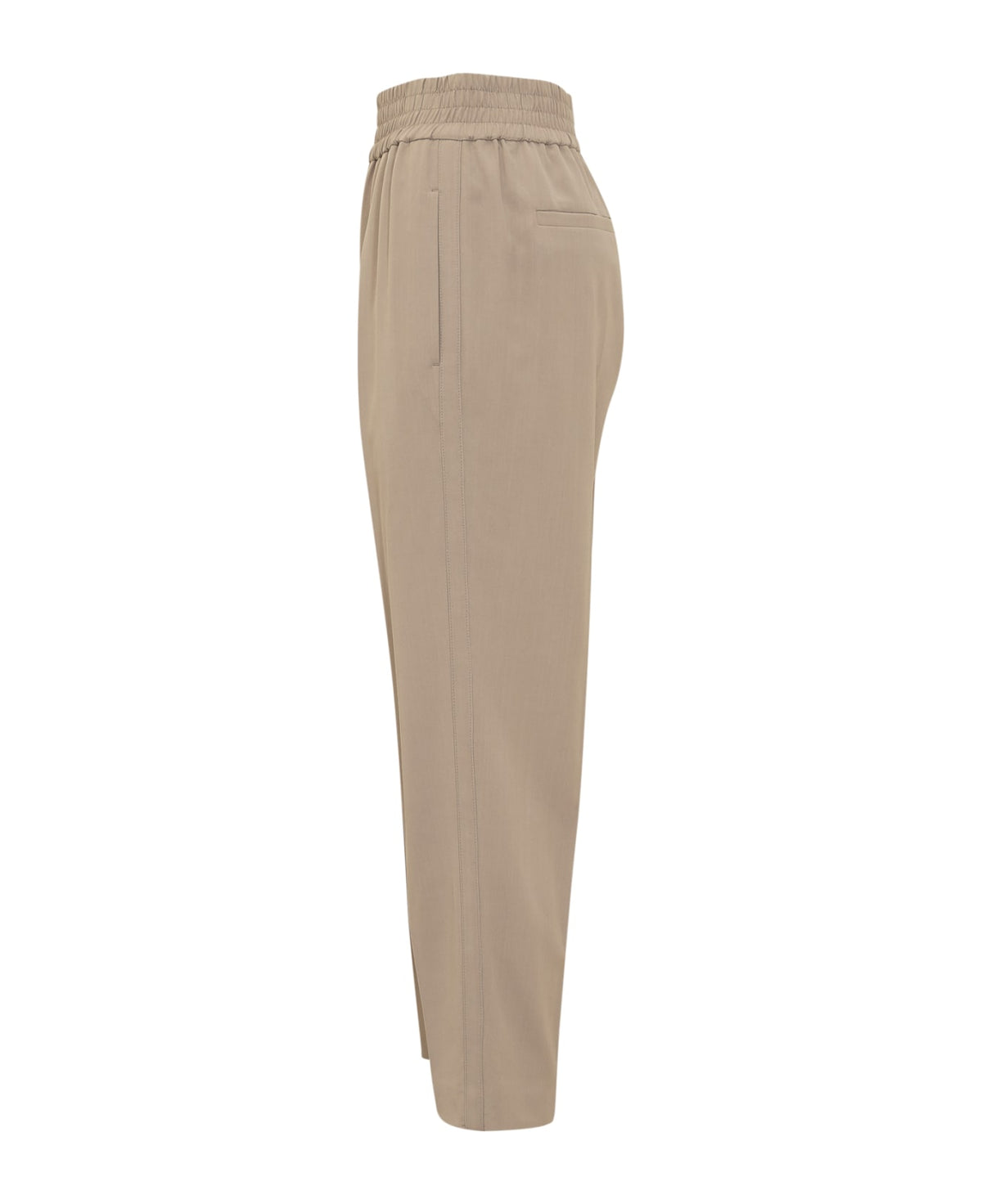 BRUNELLO CUCINELLI WOMEN'S BLEEKER BEIGE WOOL BLEND TAPERED TROUSERS