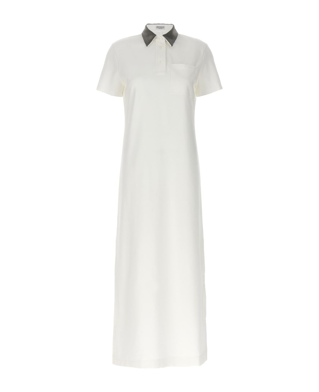 BRUNELLO CUCINELLI WOMEN'S OFF WHITE POLO COLLAR DRESS