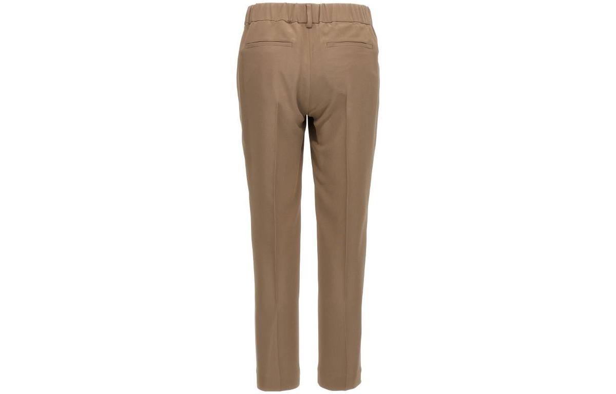 BRUNELLO CUCINELLI WOMEN'S TAUPE HIGH-WAISTED TAILORED TROUSERS