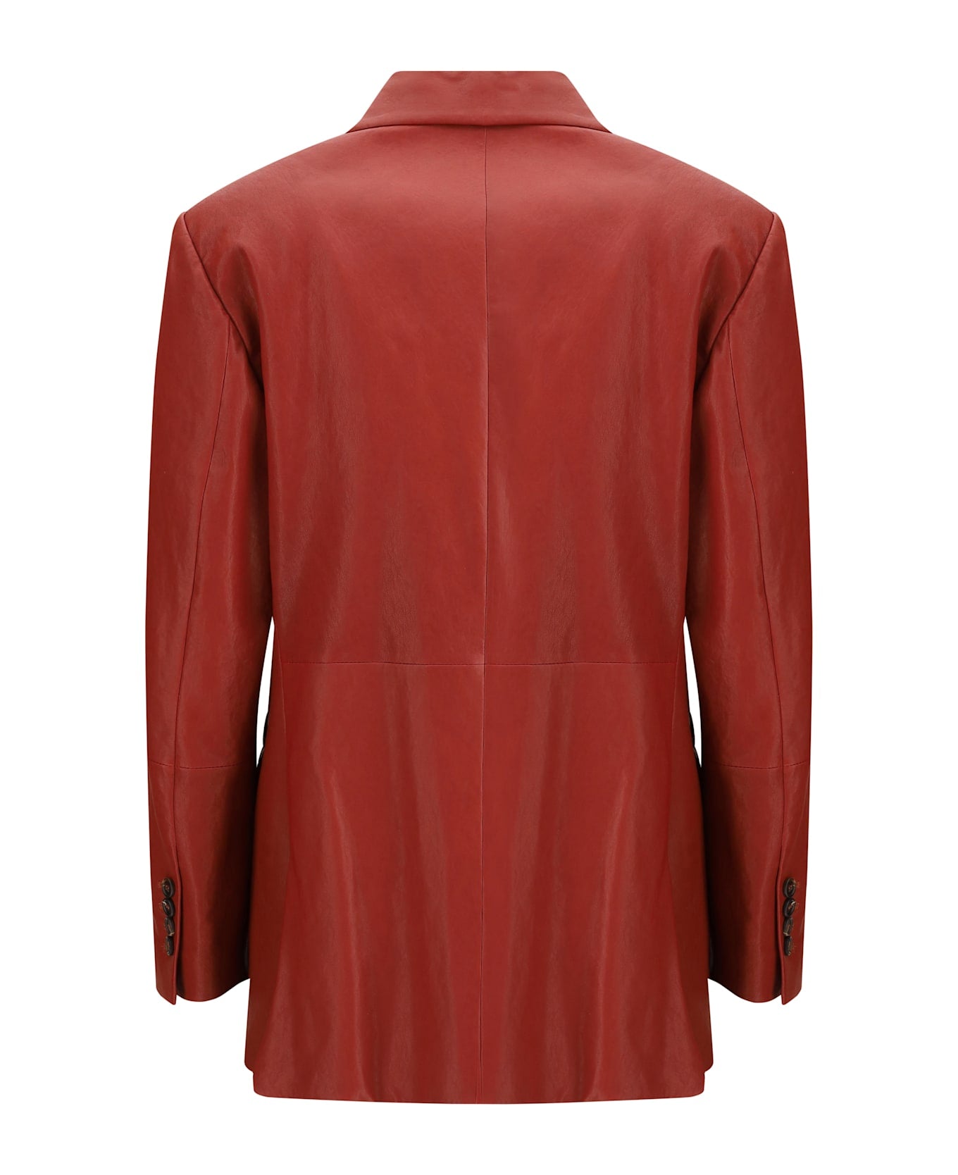 BRUNELLO CUCINELLI WOMEN'S BRICK LEATHER TAILORED BLAZER