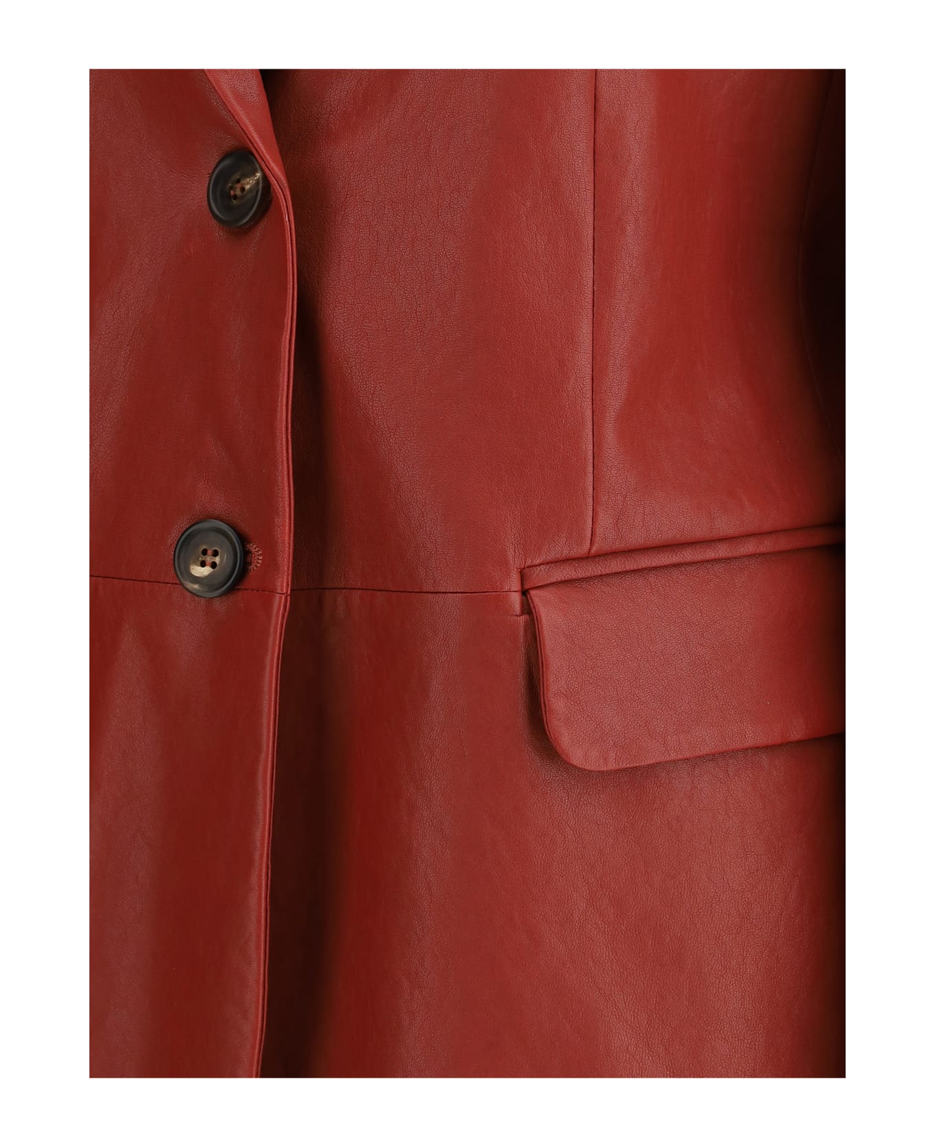 BRUNELLO CUCINELLI WOMEN'S BRICK LEATHER TAILORED BLAZER