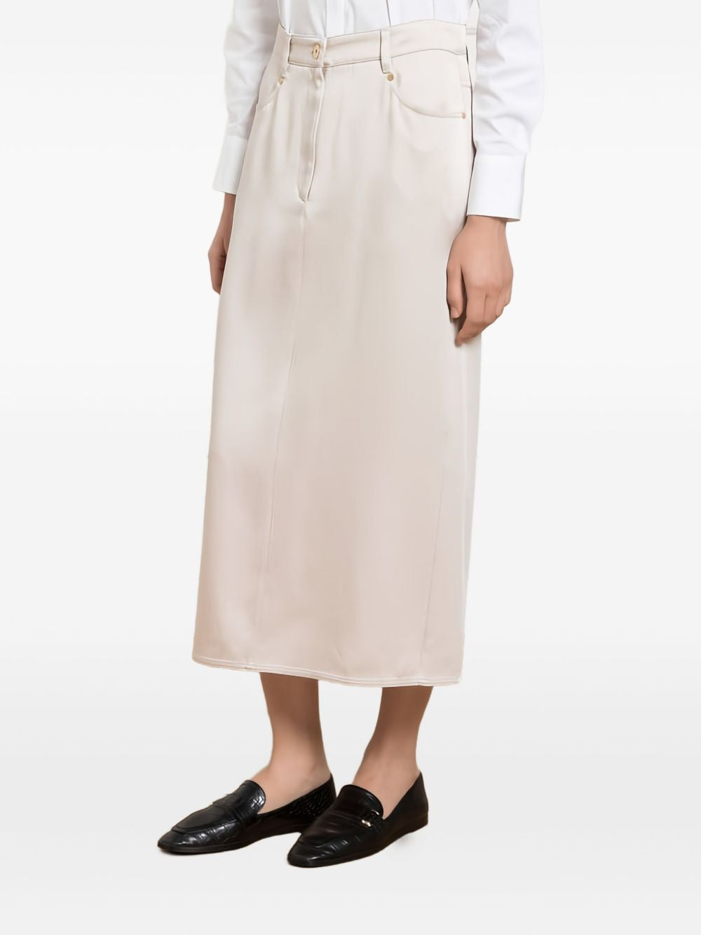 BRUNELLO CUCINELLI WOMEN'S SAND BEIGE MIDI SKIRT