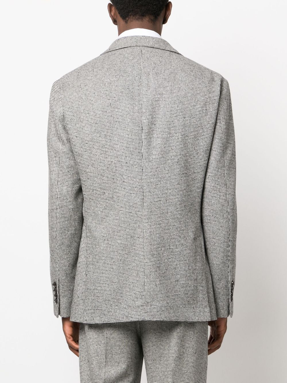 BRUNELLO CUCINELLI MEN'S LIGHT GREY WOOL HOUNDSTOOTH SUIT