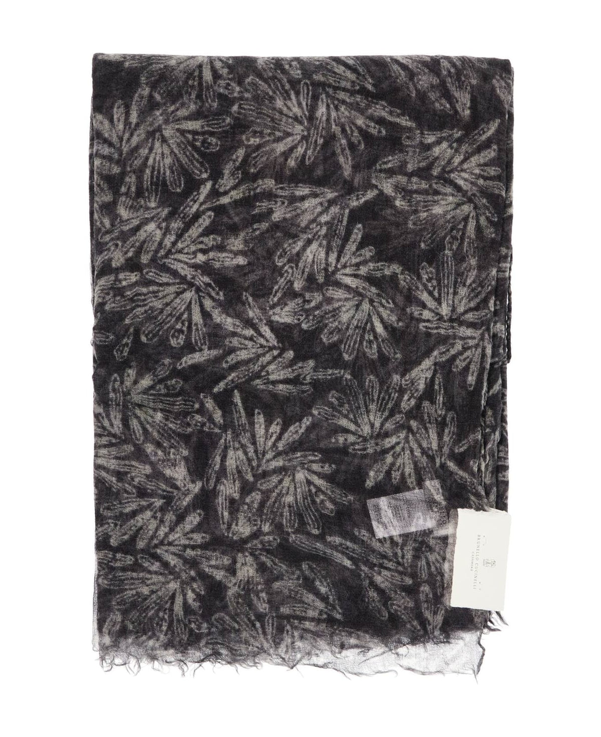 BRUNELLO CUCINELLI WOMEN'S GREY WOOL PATTERNED SCARF