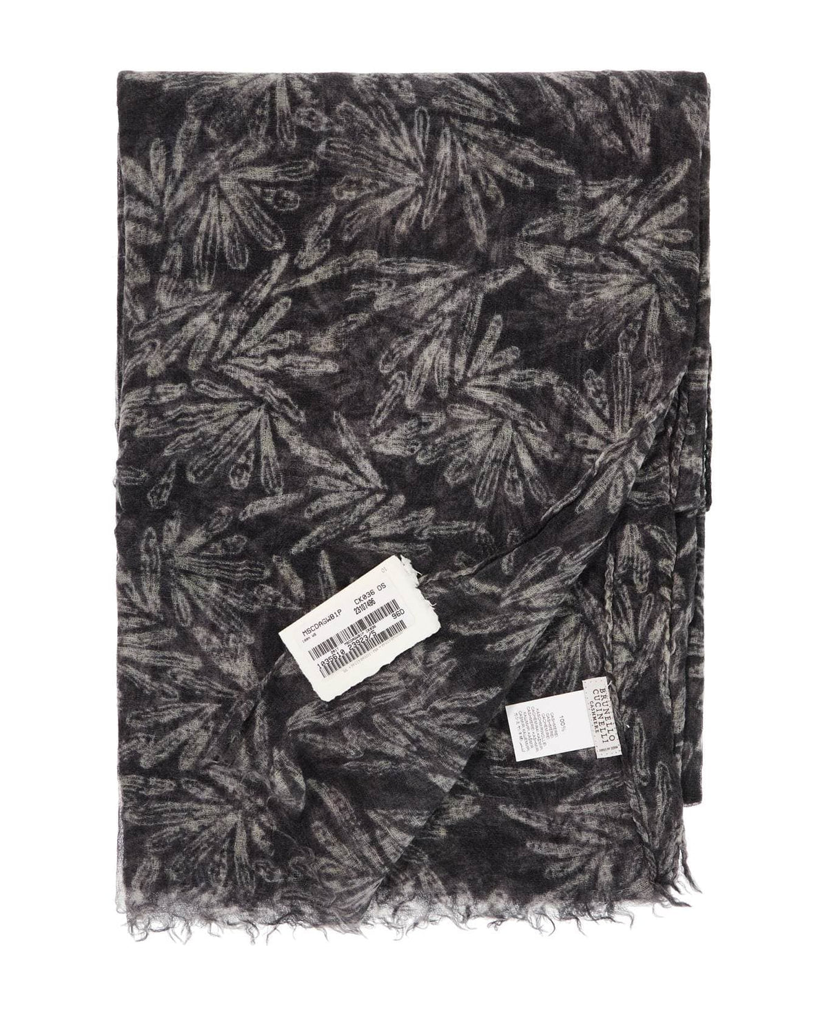 BRUNELLO CUCINELLI WOMEN'S GREY WOOL PATTERNED SCARF