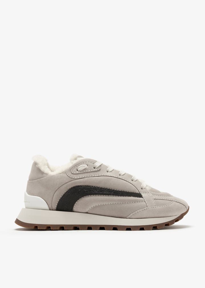BRUNELLO CUCINELLI WOMEN'S QUARTZ LEATHER SHEARLING LINED SNEAKER