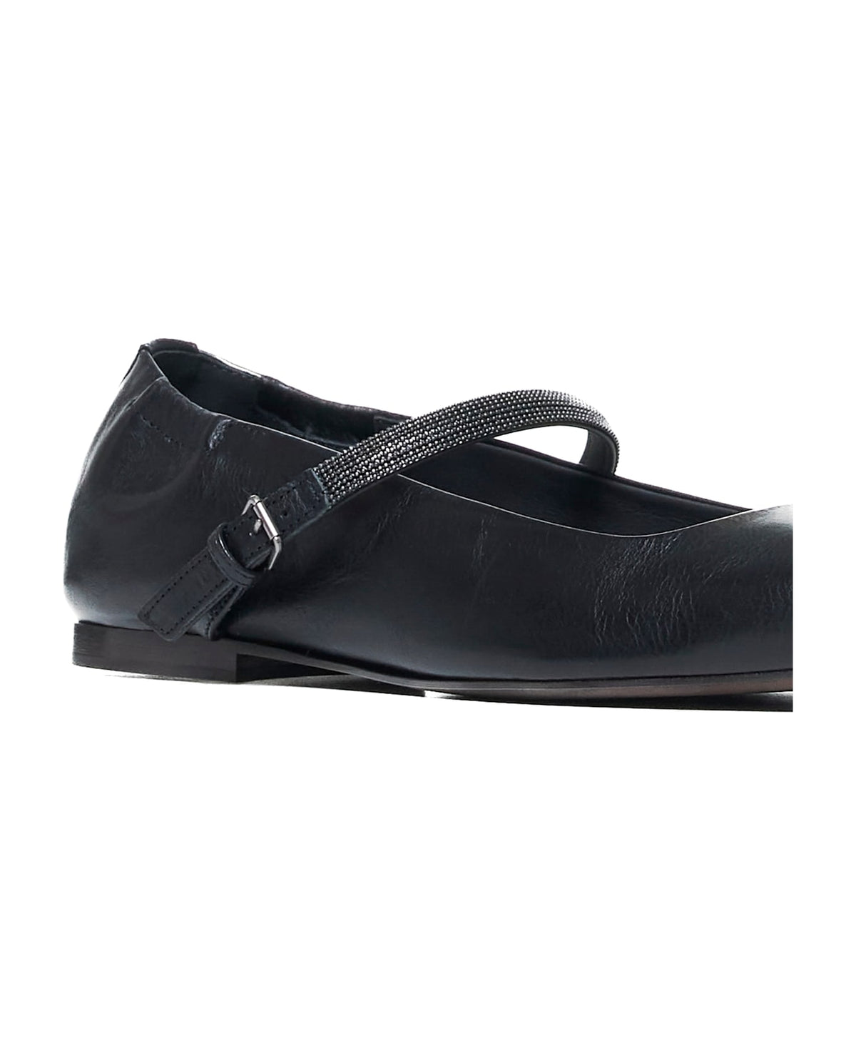 BRUNELLO CUCINELLI WOMEN'S BLACK LEATHER POINTED TOE MARY JANE SHOE