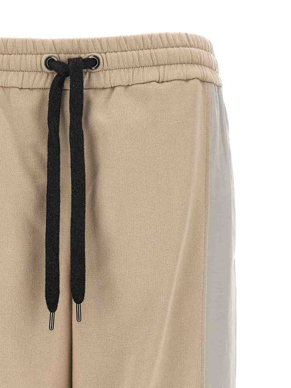BRUNELLO CUCINELLI WOMEN'S BEIGE JOGGER PANTS WITH PANELS