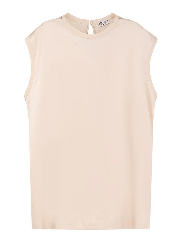 BRUNELLO CUCINELLI WOMEN'S SOAP SILK BLEND SLEEVELESS SHIRT
