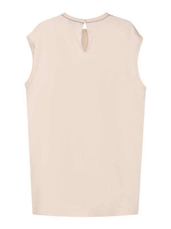 BRUNELLO CUCINELLI WOMEN'S SOAP SILK BLEND SLEEVELESS SHIRT