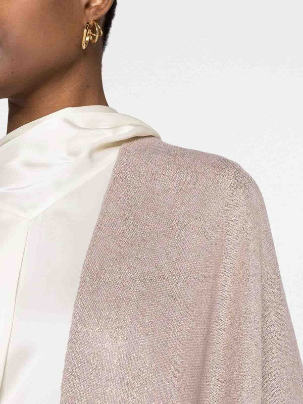 BRUNELLO CUCINELLI WOMEN'S BLUSH BEIGE LINEN BLEND SCARF