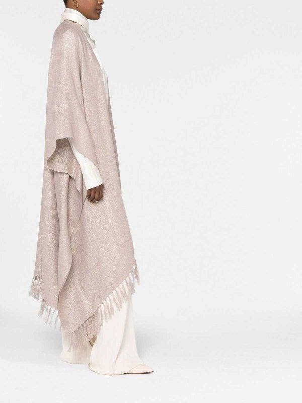 BRUNELLO CUCINELLI WOMEN'S BLUSH BEIGE LINEN BLEND SCARF