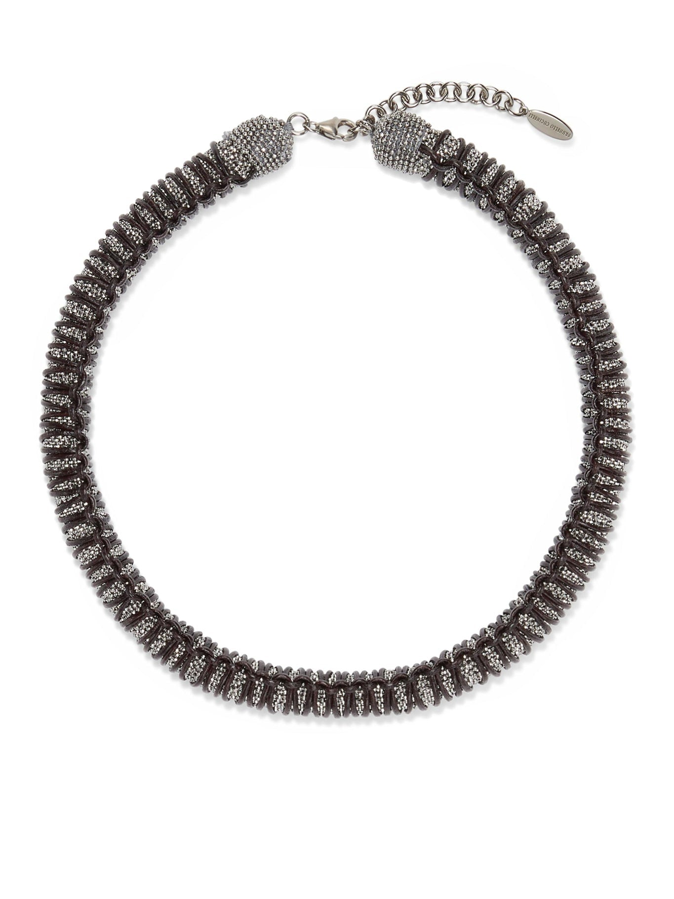 BRUNELLO CUCINELLI WOMEN'S RUTHENIUM LEATHER BEADED NECKLACE