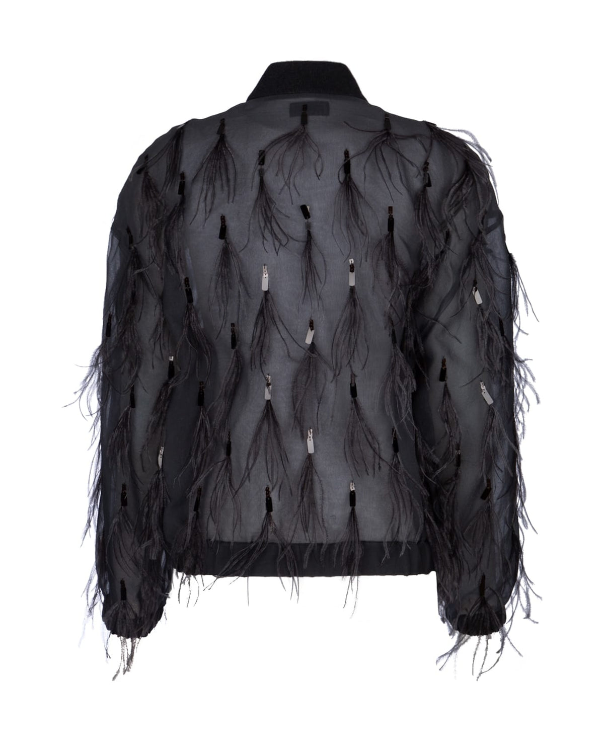 BRUNELLO CUCINELLI WOMEN'S BLACK SHEER JACKET WITH EMBELLISHMENTS