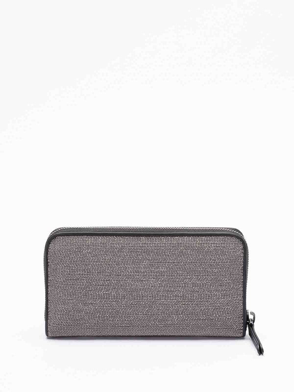 BRUNELLO CUCINELLI WOMEN'S RUTHENIUM LEATHER ZIP WALLET