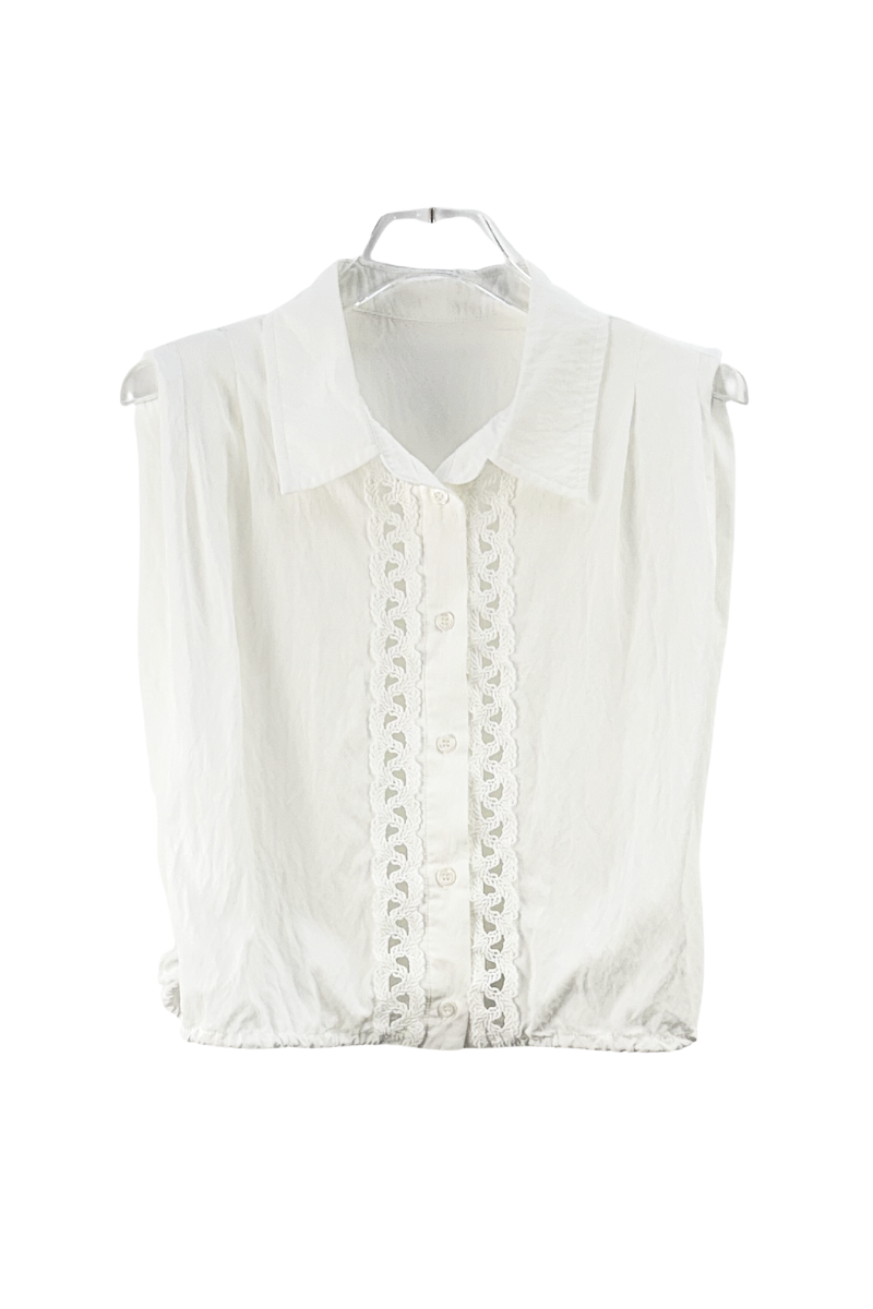 Max Simple Crochet-Lace Shirt White