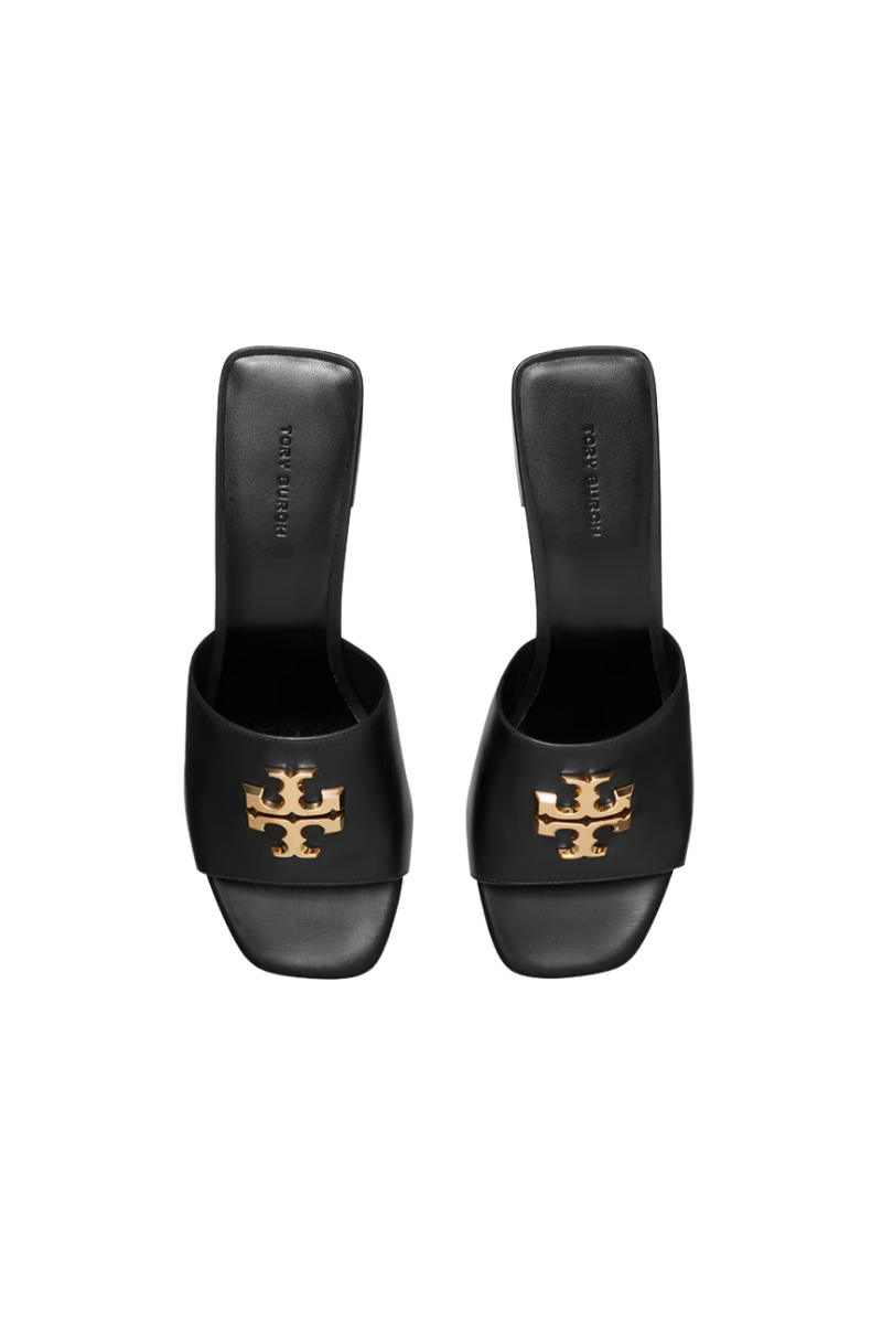 Tory Burch Eleanor Heeled Sandal 55Mm Calf Leather Perfect Black / Gold 184621-006