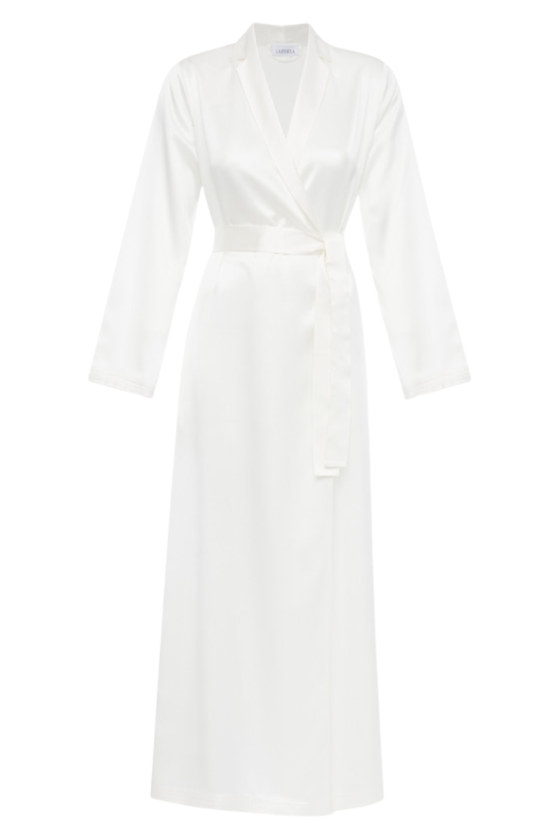 La Perla Silk Long Robe In White