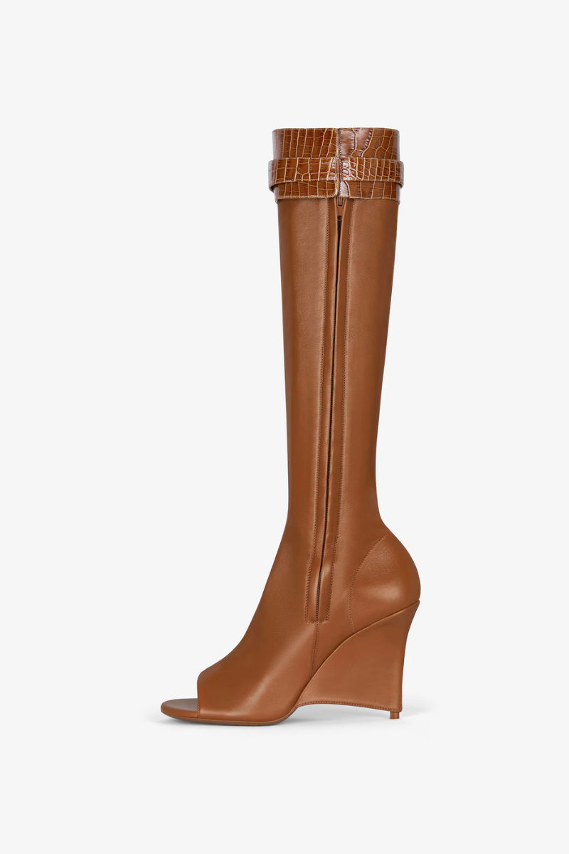 Givenchy Shark Lock Stiletto Sandal Boots 95 Mm_Chestnut