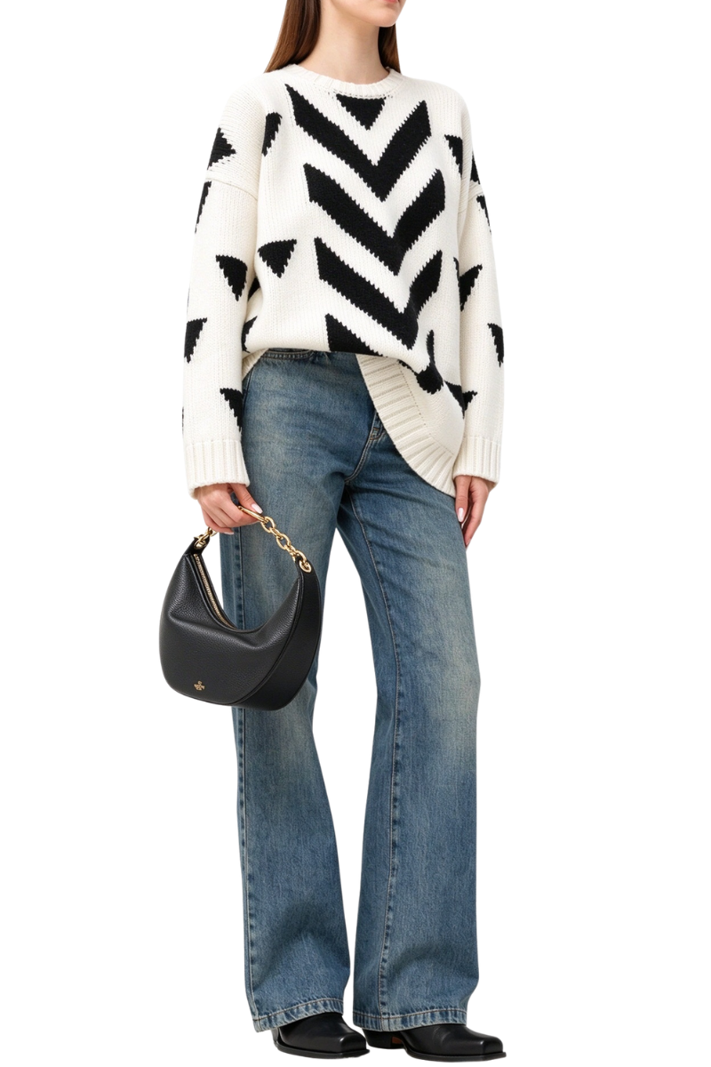 Valentino Geometric Crew Neck Sweater White 5B3KC58S80Y_OAN