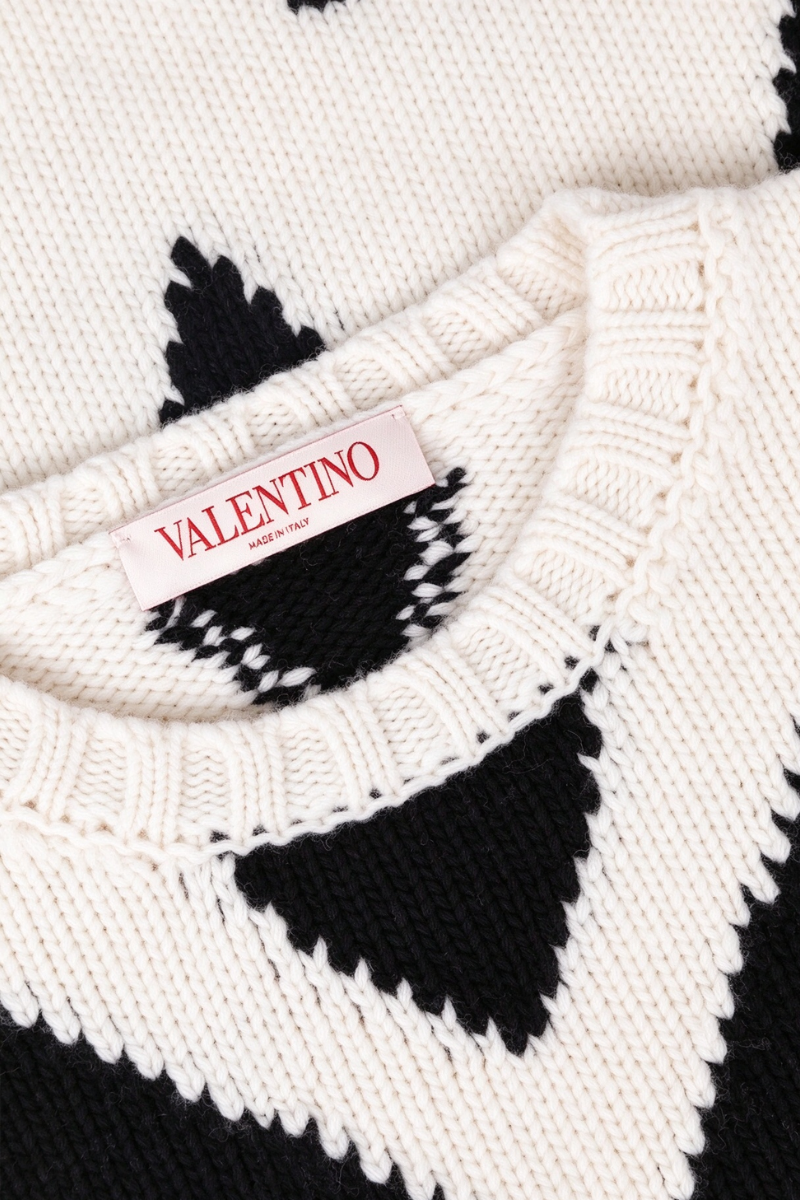 Valentino Geometric Crew Neck Sweater White 5B3KC58S80Y_OAN