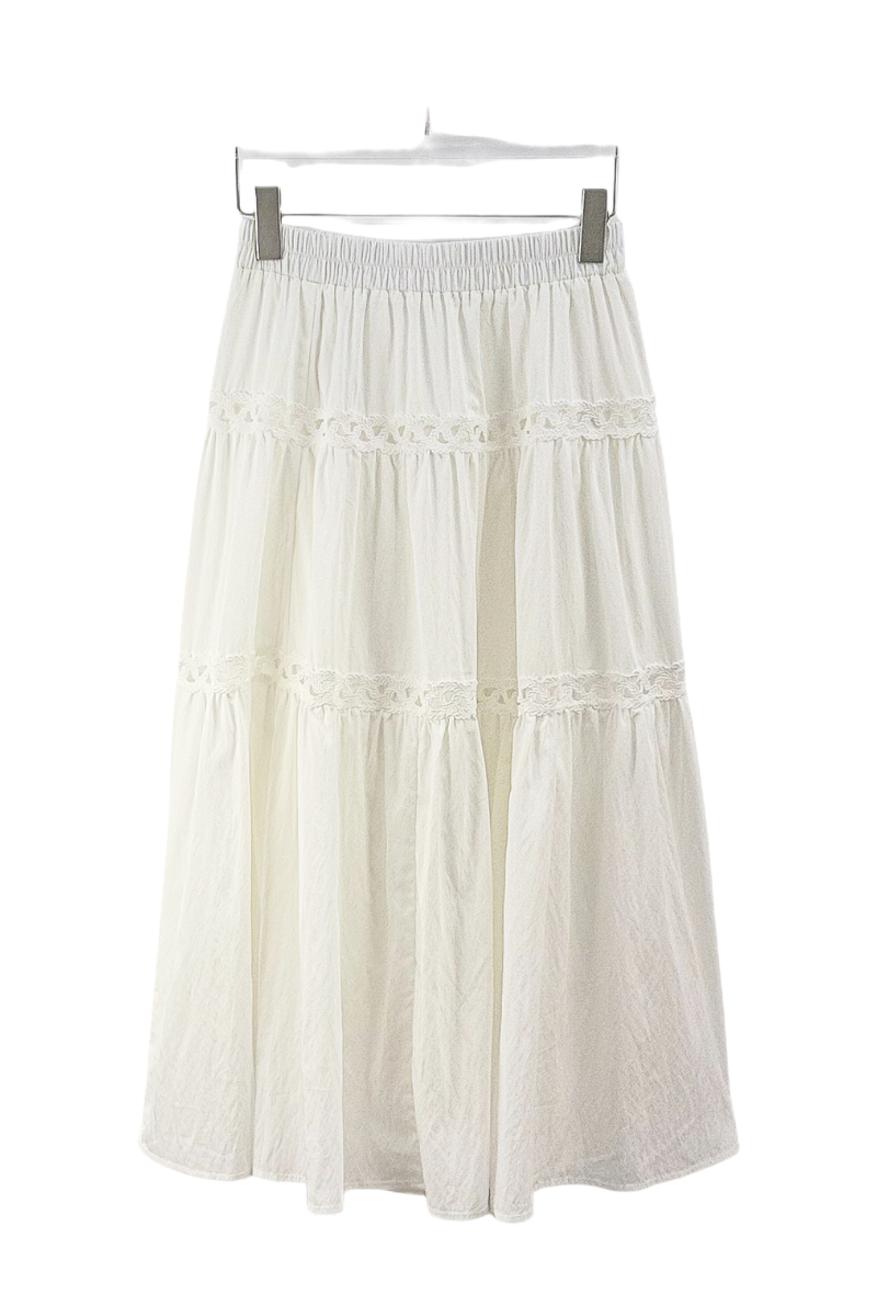 Max Simple Crochet-Lace Skirt White
