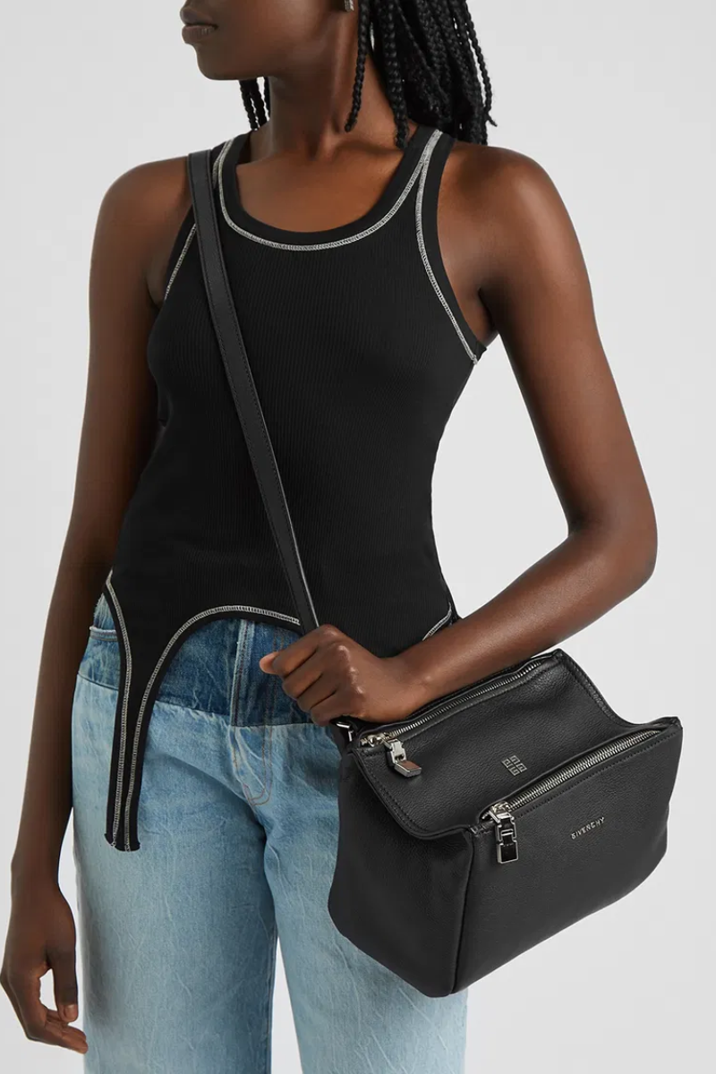 Grained Leather Small Pandora Bag