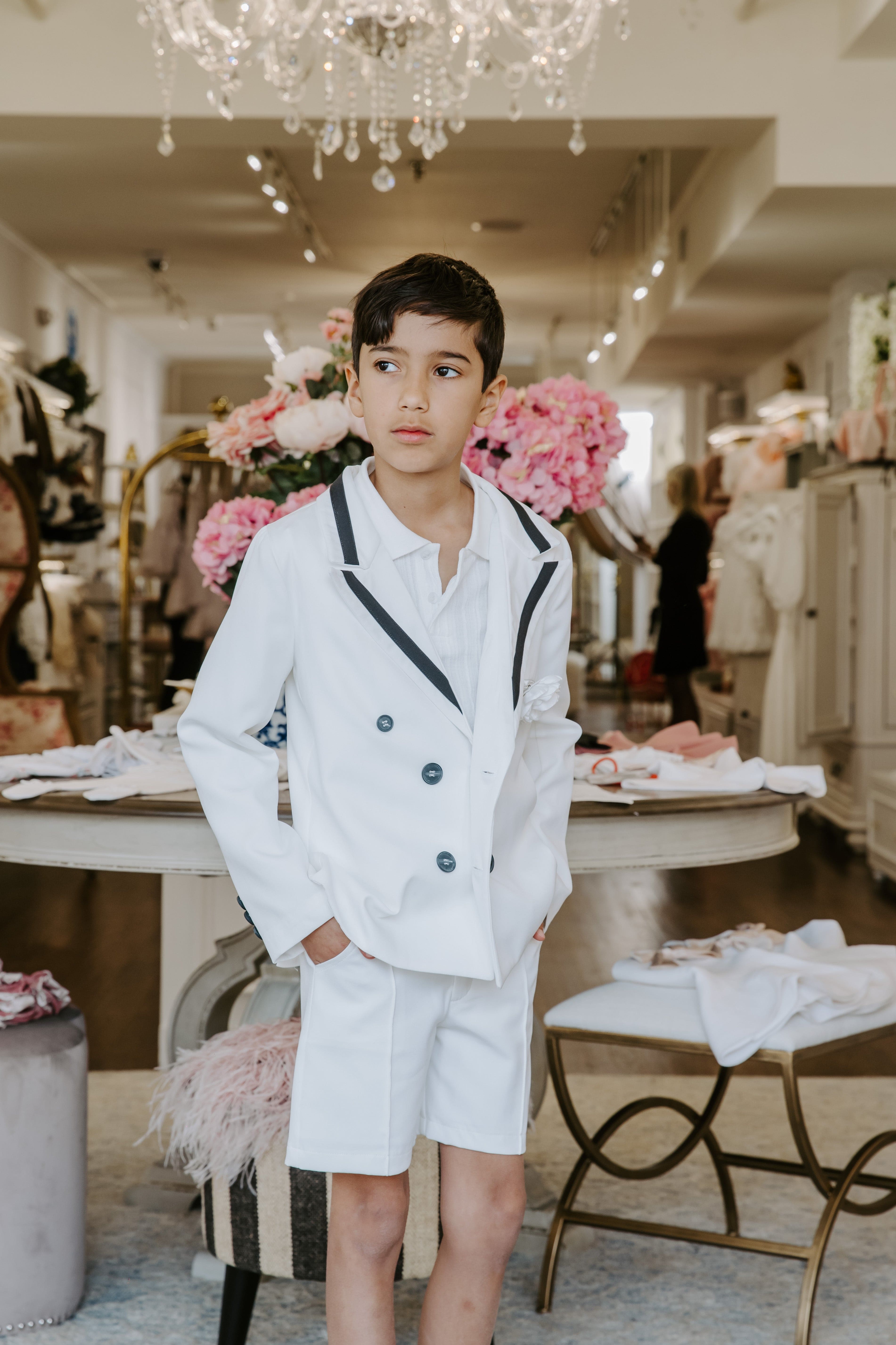 Alex White Blazer With Black Contrast Line - Petite Maison Kids