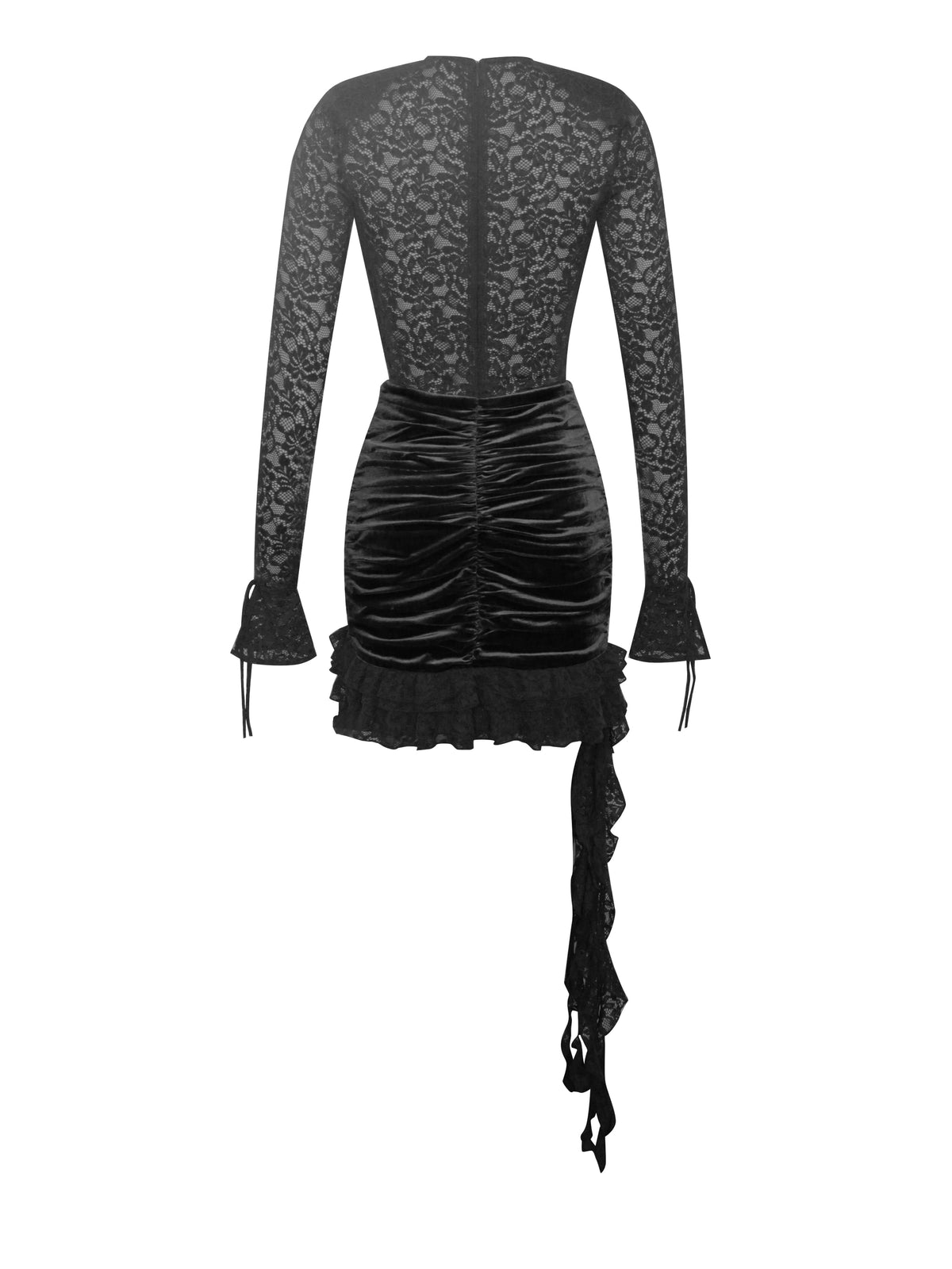 Nadina Black Lace Velvet Mini Dress (Archive Sale)