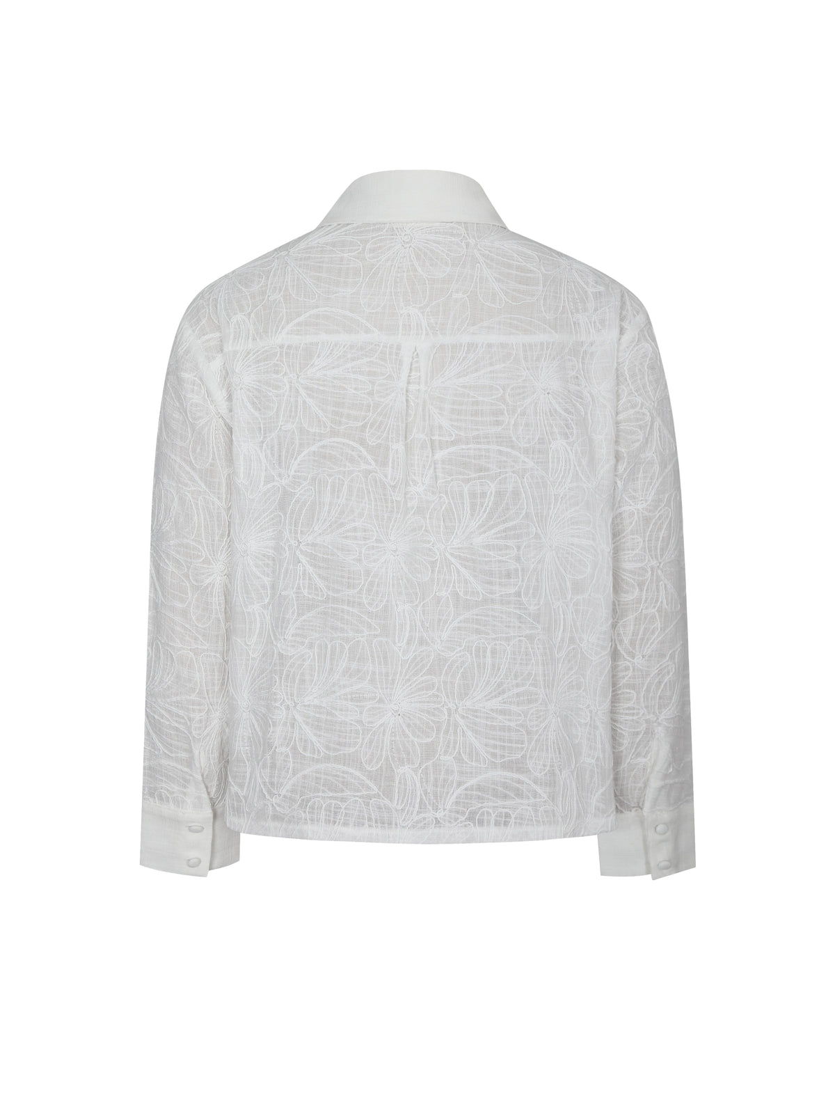 Quintina White Embroidered Cotton Gauze Button-Down Shirt