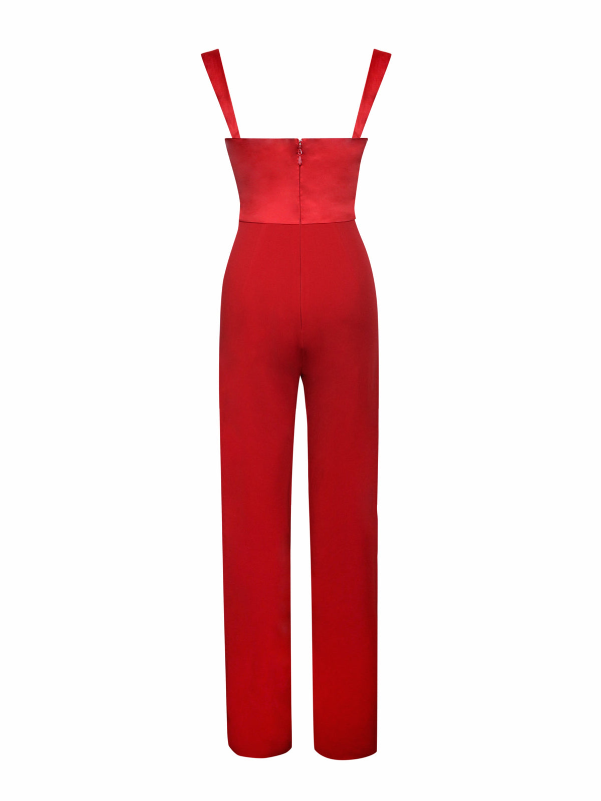 Onika Red Satin and Crepe Jumpsuit (Archive Sale)