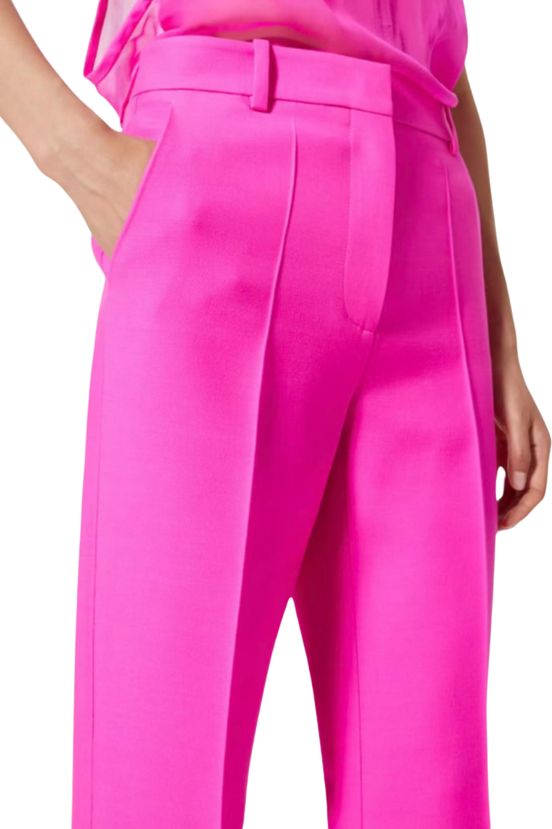 Valentino Solid High-Waist Straight Casual Pants Pink PP 1B0RB5201CF_UWT