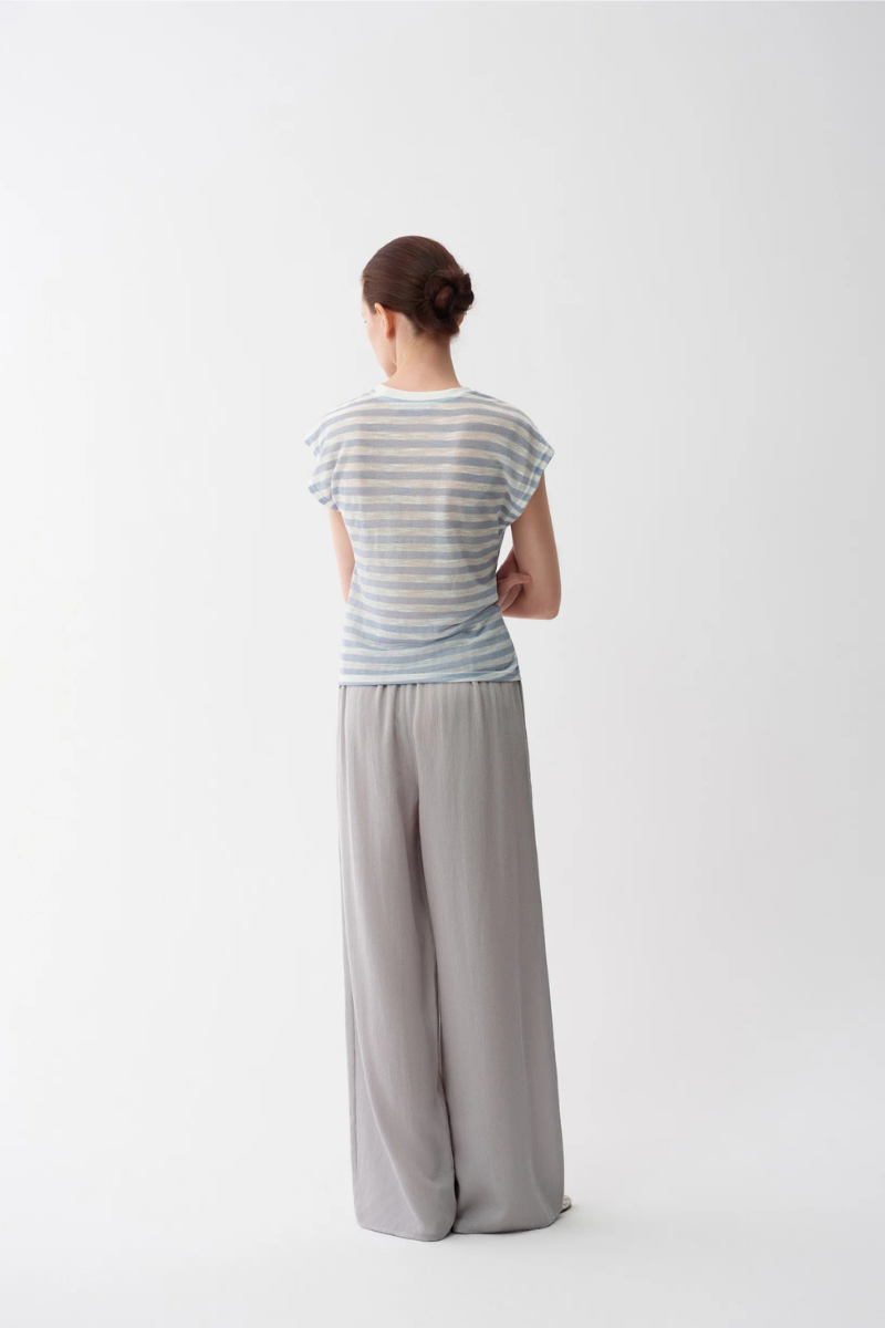 Max Simple Knotted Stripe Tee Light Blue MSYW264300L