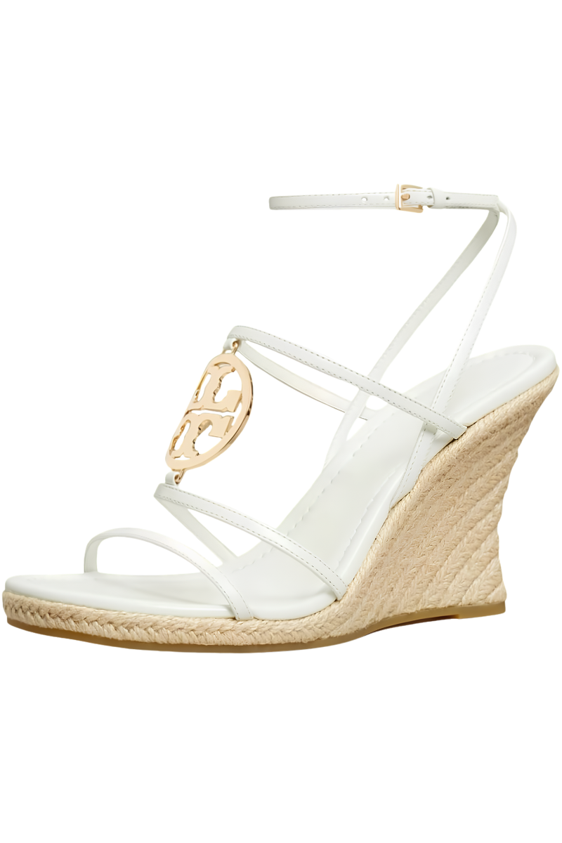 Tory Burch Capri Miller Espadrille Wedge 85Mm Blanc/Gold 154455100