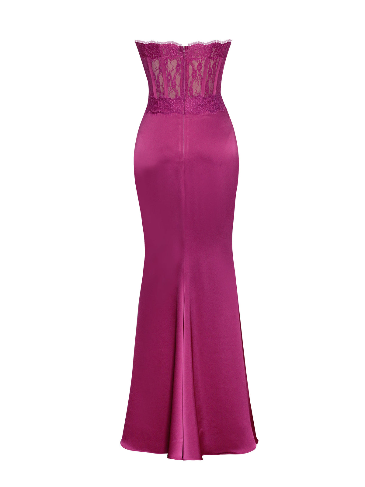 Everleigh Fuchsia Lace Satin Corset Maxi Dress (Archive Sale)