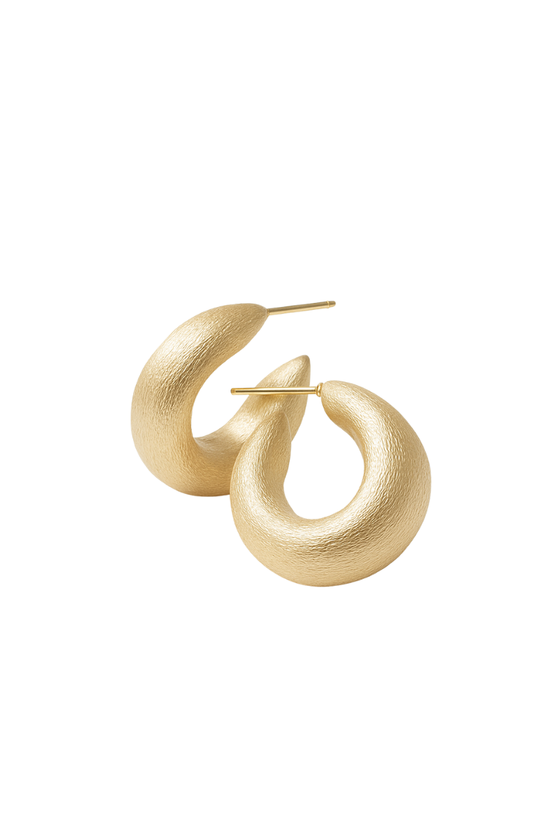 Manner Jewelry Brushed Gold Crescent Hoop Earrings