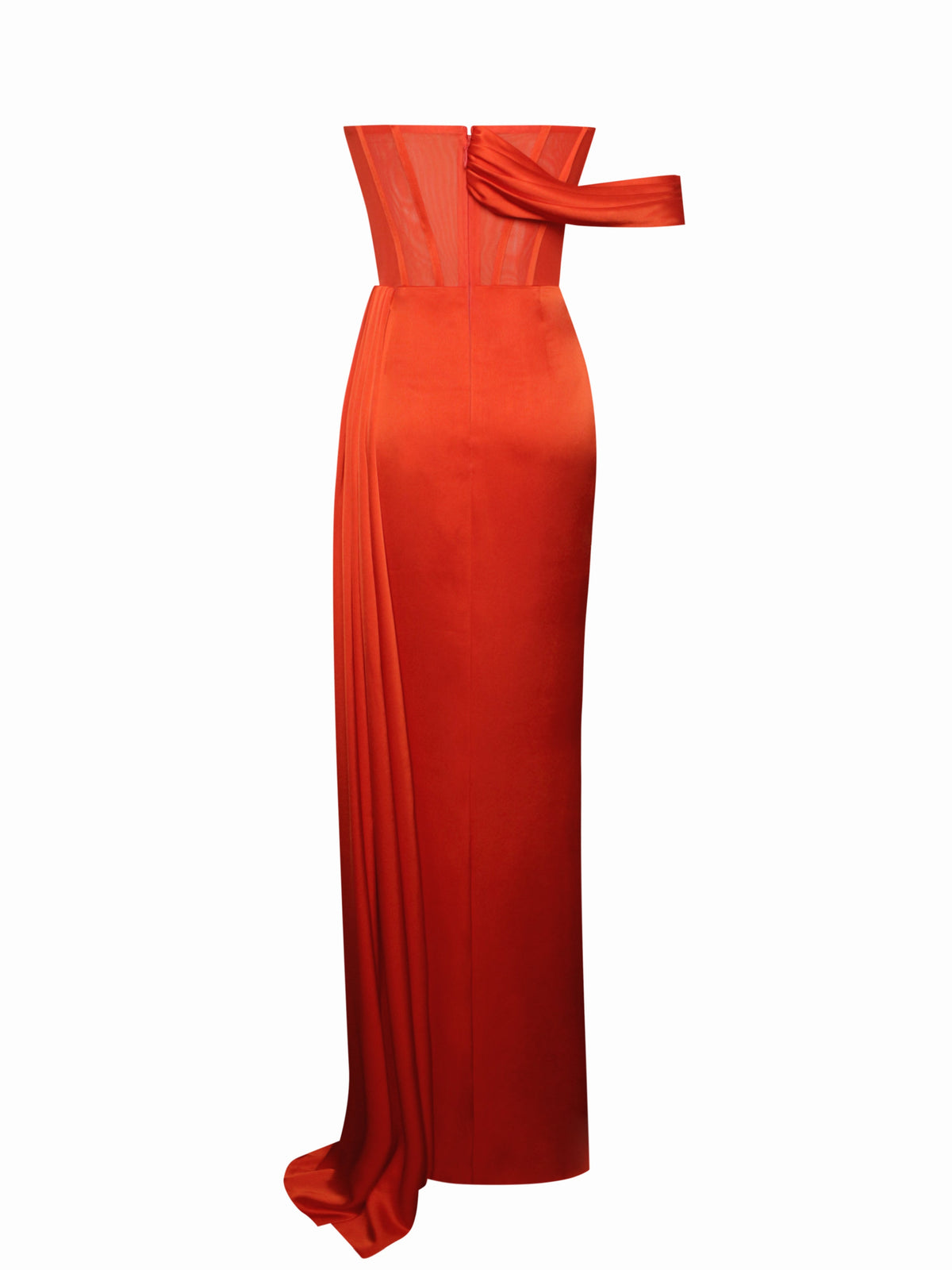 Rebeca Poinciana Satin High Slit Corset Gown (Archive Sale)