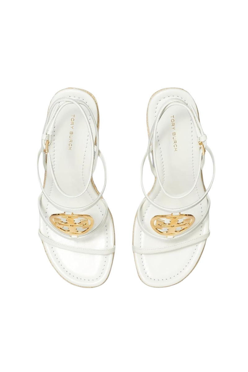 Tory Burch Capri Miller Espadrille Wedge 85Mm Blanc/Gold 154455100