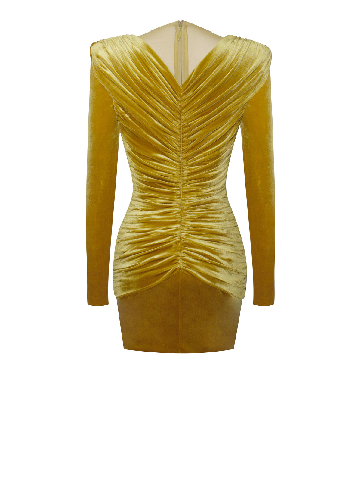 Carey Gold Velvet Long Sleeve Mini Dress (Archive Sale)