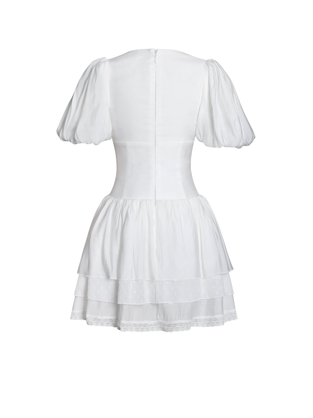 Caitlyn White Bubble Sleeve Corset Layered Mini Dress