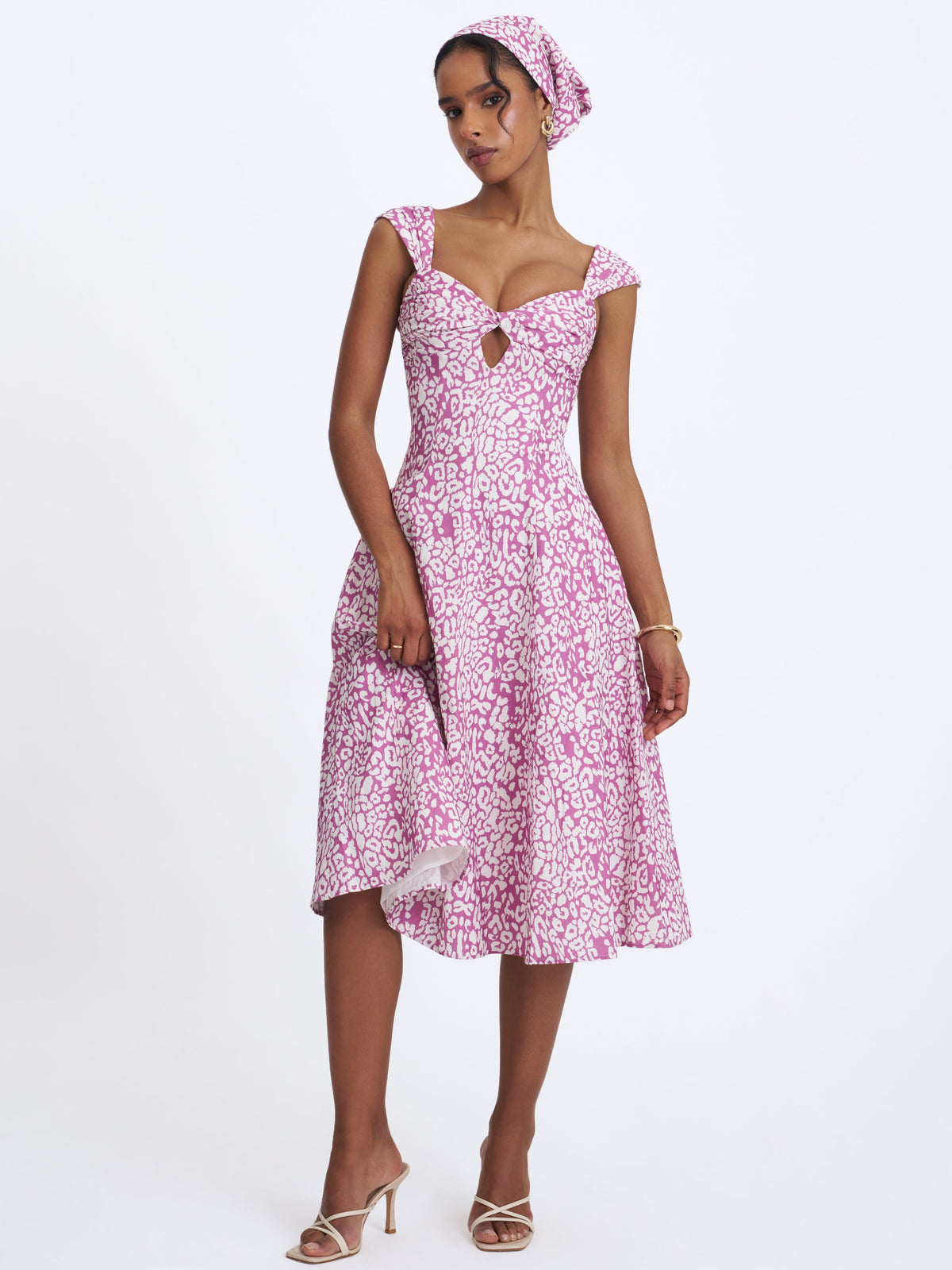 Jocie Mauve Cheetah Print Linen Head Scarf