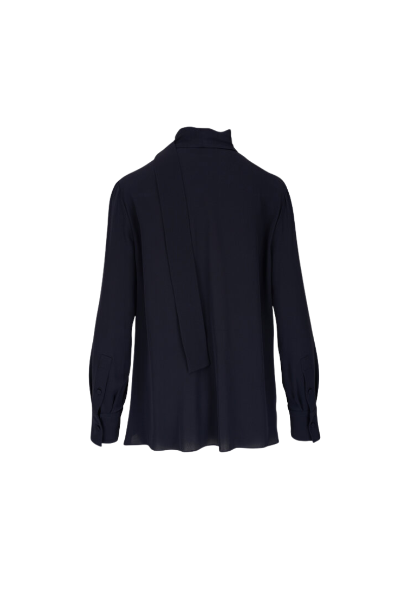 Valentino Tie Detail Long Sleeve Shirt Navy 4B3AE9501MH_598
