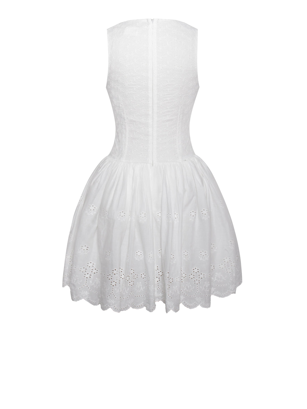 Aaliyah White Eyelet Plunging Halter Drop Waist Mini Dress (Archive Sale)