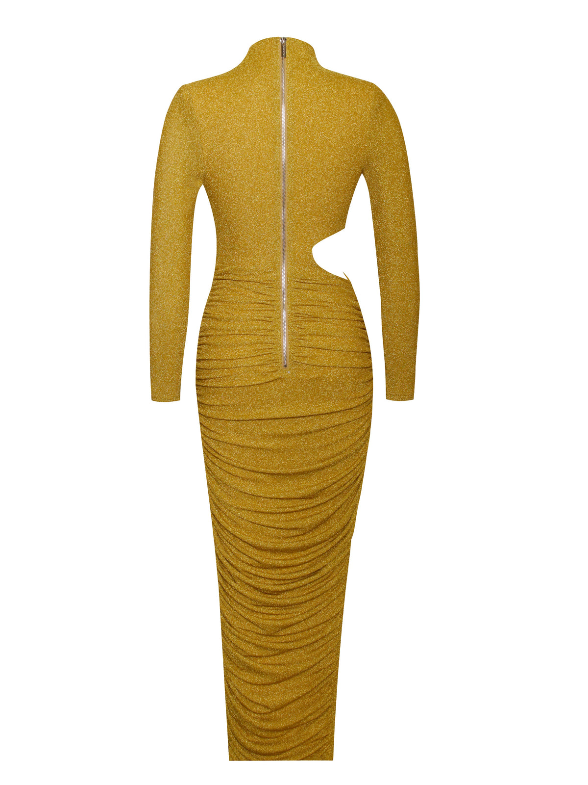 Payson Gold Long Sleeve Metallic Jersey Cutout Dress (Archive Sale)