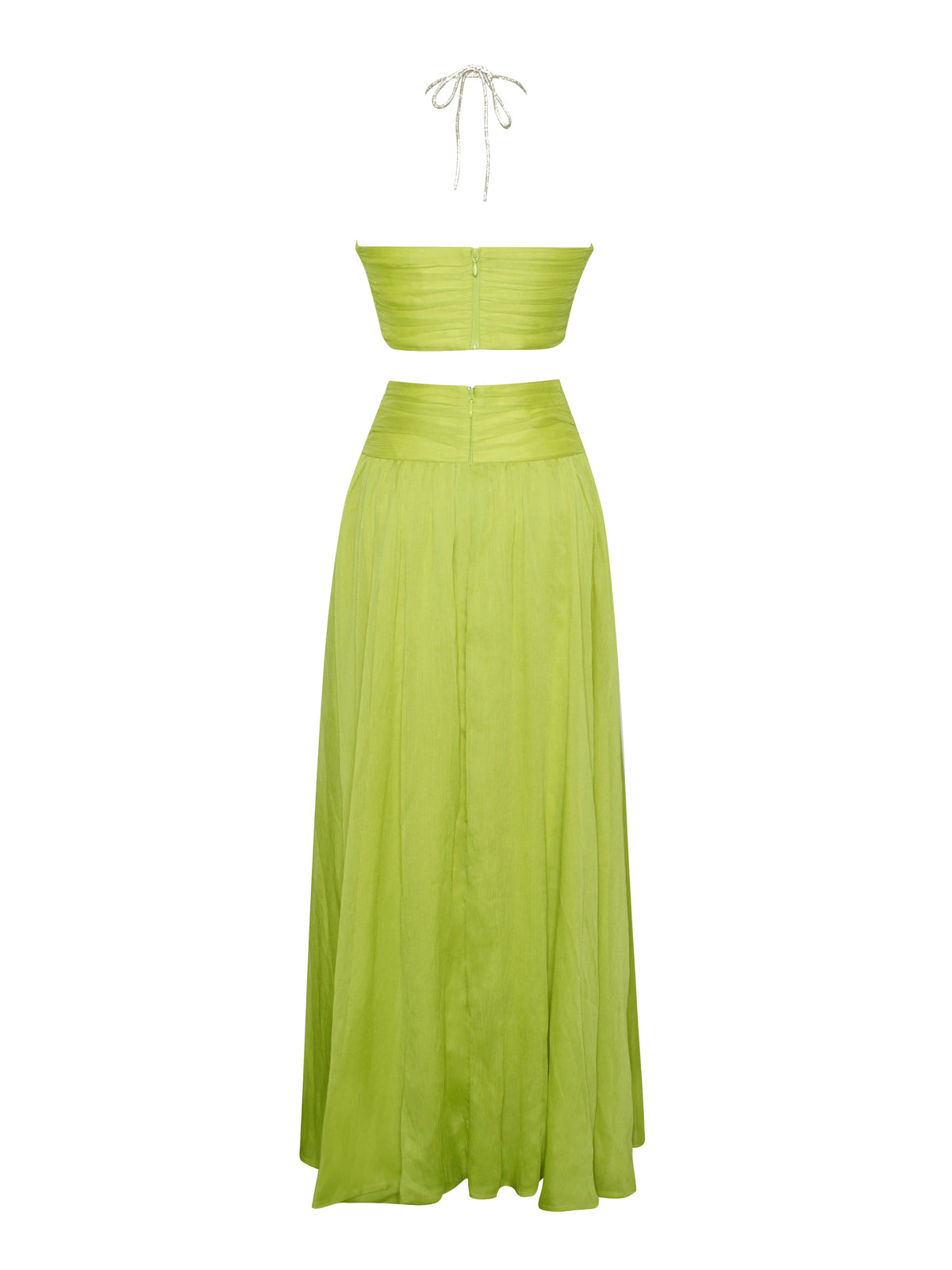 Quinby Lemon Chiffon Pleated Lace Up Maxi Dress (Archive Sale)
