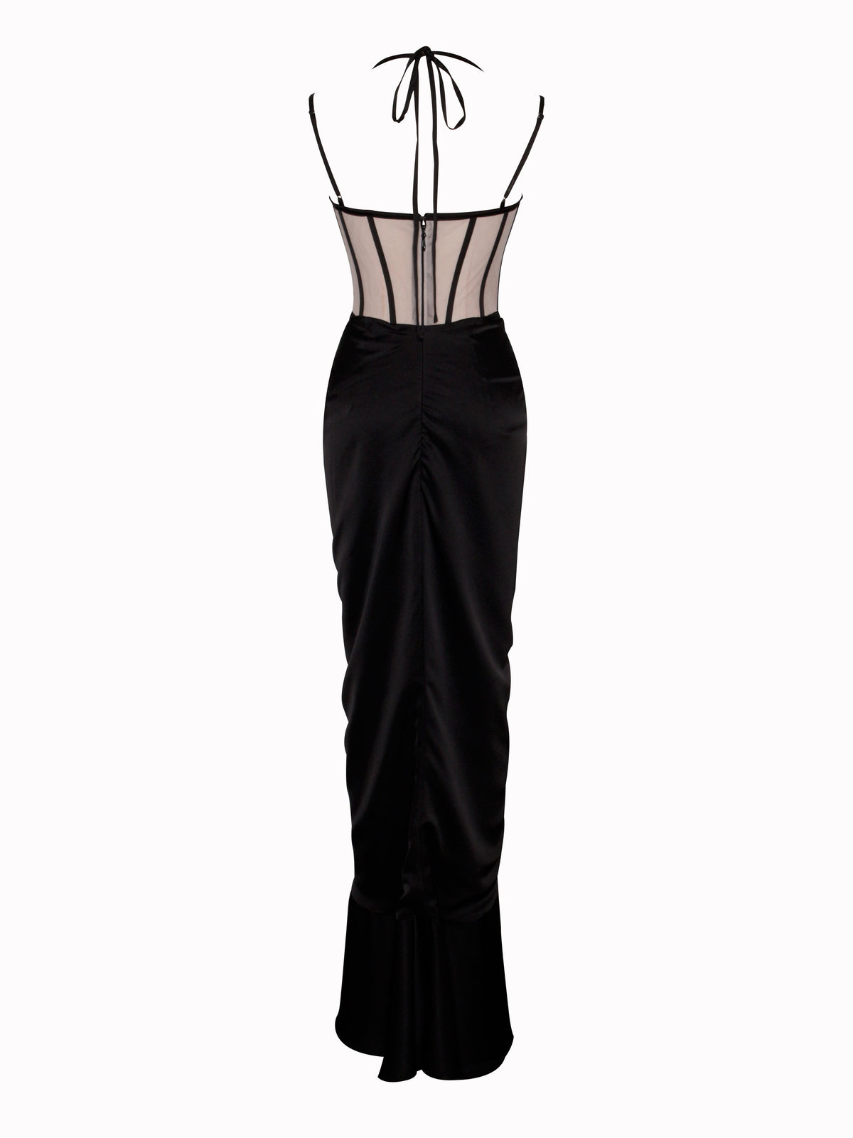Rafaela Black Satin Corset Sequin Wing Cup Dress (Archive Sale)