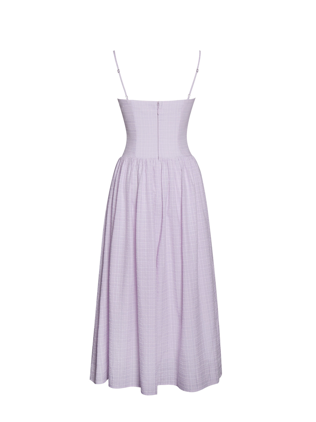 Jaclyn Lavender Lace Trim Cutout Seersucker Midi Dress (Archive Sale)