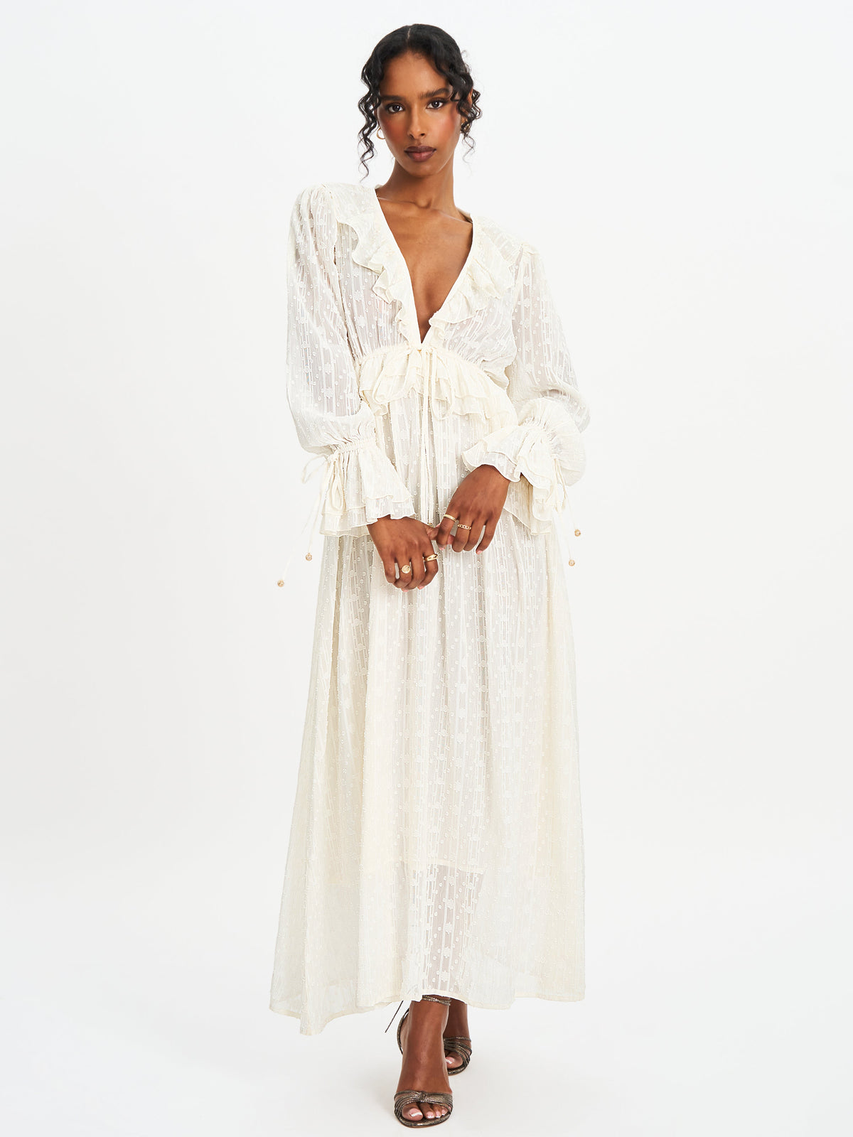 Safiya Jacquard Chiffon Long Sleeve Maxi Dress (Archive Sale)