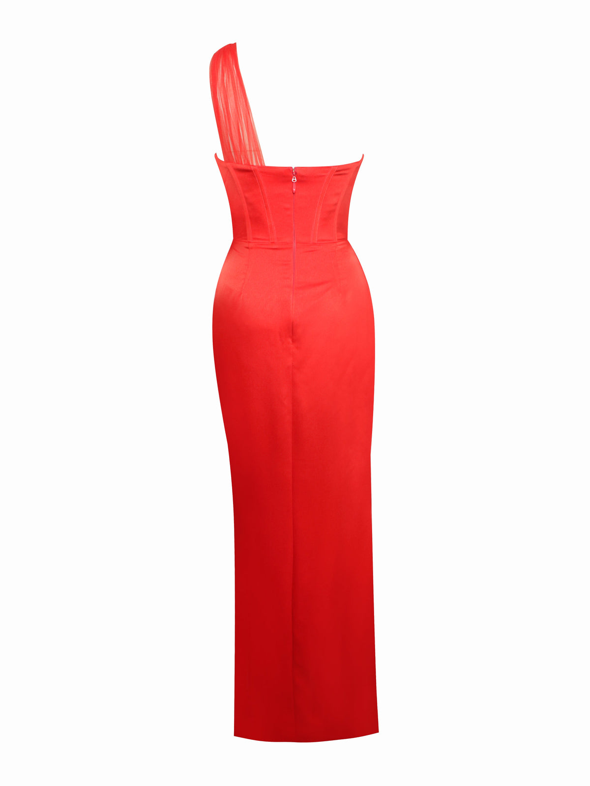 Lora Scarlet Crystal Embellished Mesh Satin Corset Gown (Archive Sale)